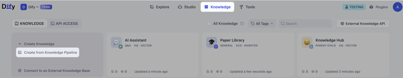 Create Knowledge Pipeline