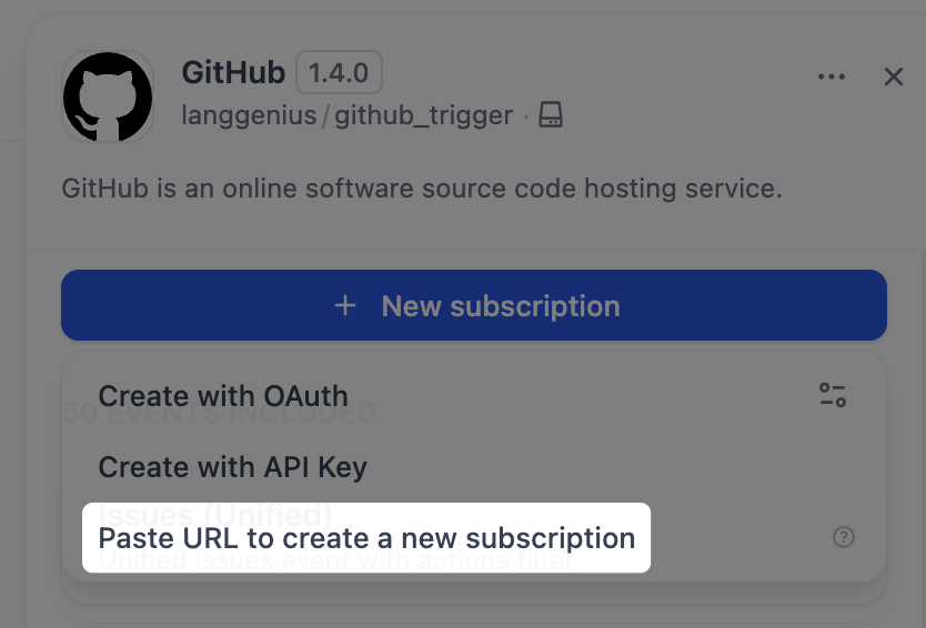 Paste URL to Create a New Subscription